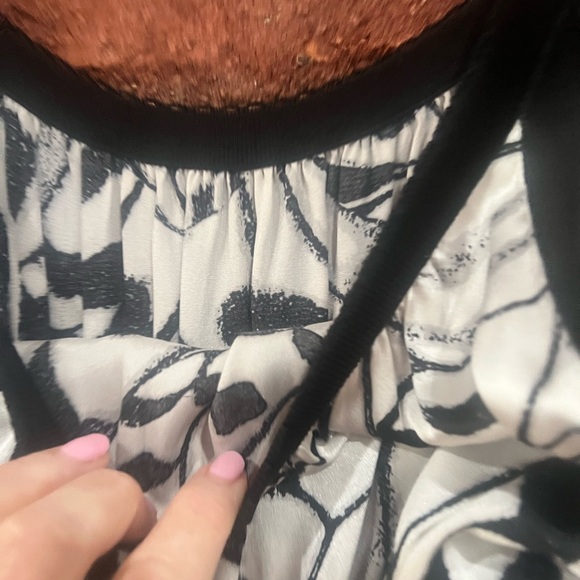 Bebe black and white camisole top with ribbed bottom and silk bust - Picture 10 of 15